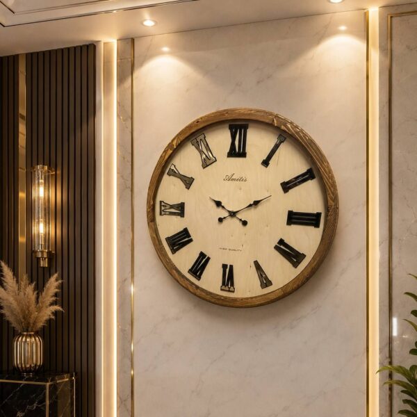 ساعت دیواری چوبی قطر 60